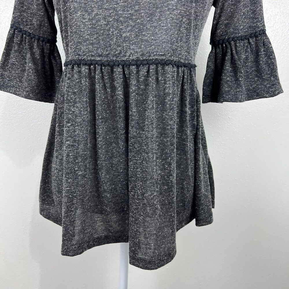 eShakti Blouse Women 0 Grey Short Sleeve Peplum Relaxed Fit Boho Casual Top - Picture 8 of 12